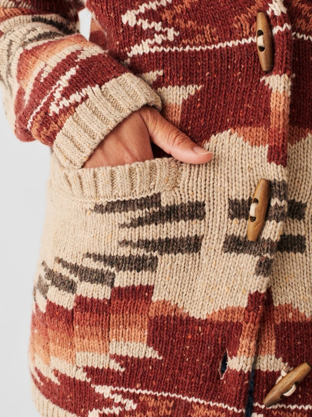 Faherty Thunder Voice Eagle Lehi Wool Blend Cardigan in Sunset Southwest Aztec M - Picture 3 of 9